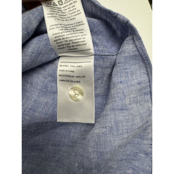 Untuckit Shirt Men XXXL Blue 100% Linen Button Up Dress Collar Plain Flowy Adult - Picture 6 of 11